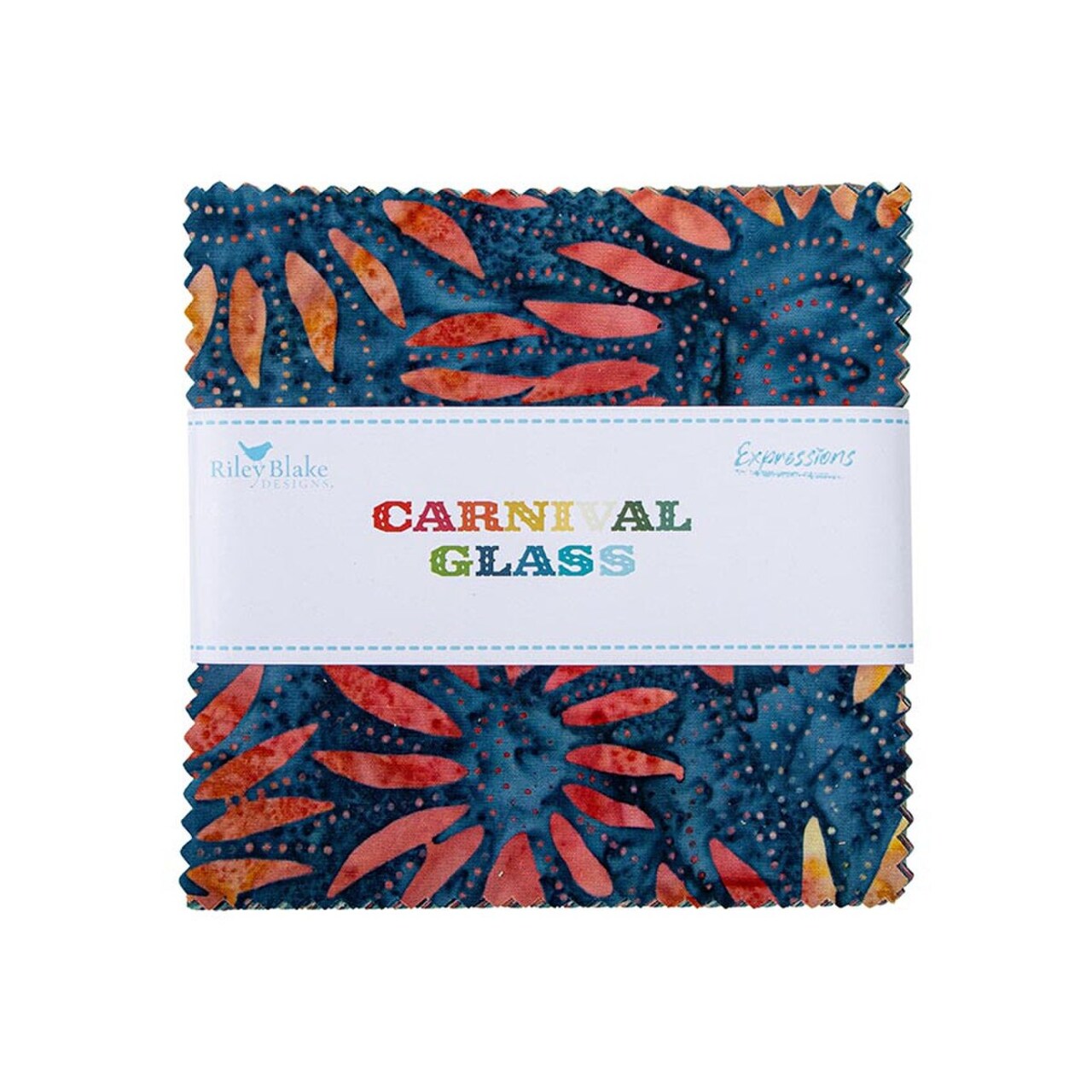 Expressions Batiks 5" Square Pack (Charm Pack / 5" Stacker) in Carnival Glass by Riley Blake Designs for Riley Blake (5-23366-42)